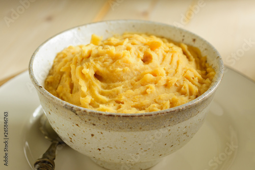 Pease pudding a traditional English savoury dish made of yellow split peas boiled in a stock with spices