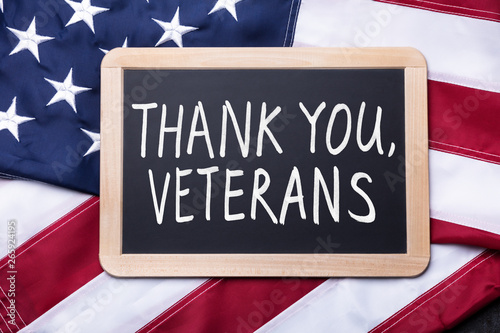 Thank You Veterans Text Written On Slate