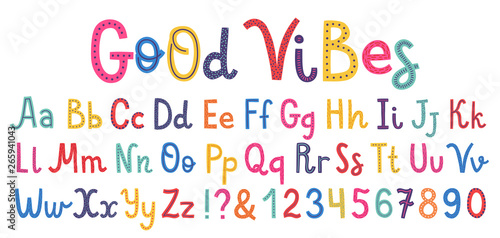 Uppercase and lowcase cute alphabet font.
