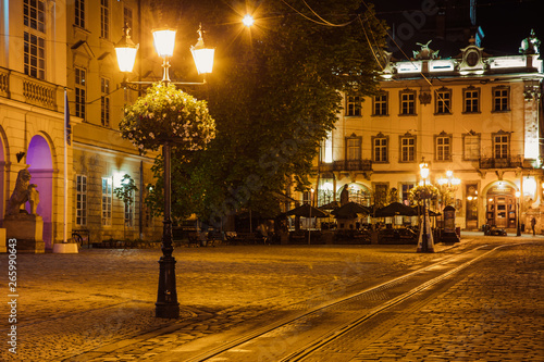Lviv Market square at night