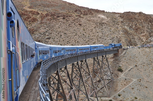 Train to the clouds in Salta Province, Argentina. The train olso called Tren de las Nubes is the fifth highest railway in the world.