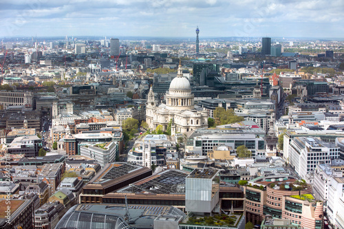 London, UK. St. Paul's cathedral and West London panoramic view