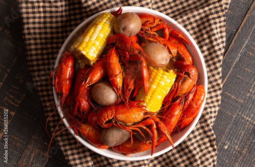 A Crawfish Boil with Corn on the Cob and Potatoes