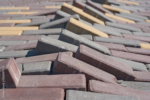 Raised paving slabs.