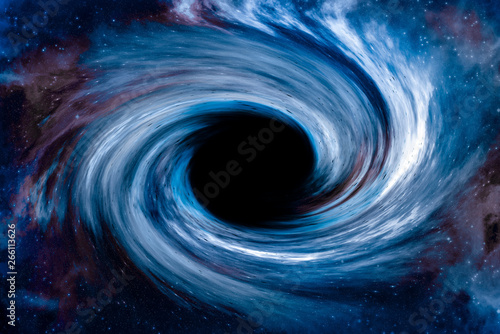 Picture of black hole in space. Screen saver and background concept.