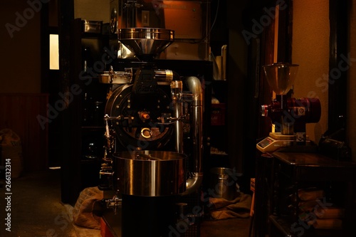 老舗コーヒー店の焙煎機