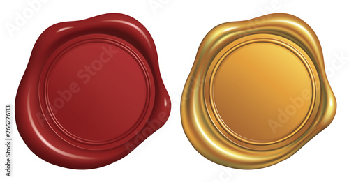 Wax Seal Stamp, Red and Golden_Vector EPS 10