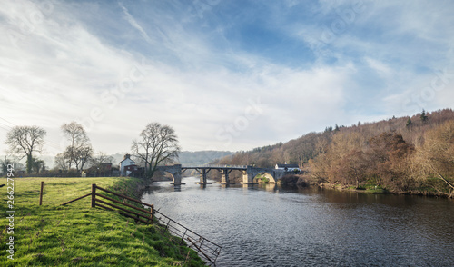 Historic Toll Bridge Spanning River Wye in UK