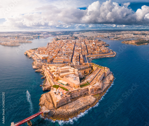 Fort St Elmo, Valletta, Malta, aerial view. Valletta is the southernmost capital of Europe