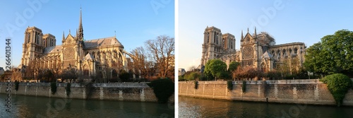 Cathédrale Notre-Dame de Paris, comparaison avant et après l'incendie du 15 avril 2019 (France)