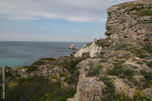 Rocky shores of the Dzhangul, Crimea, Russia.