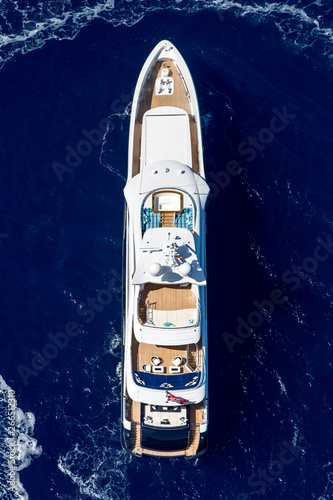  luxury yacht at sea aerial view from drone