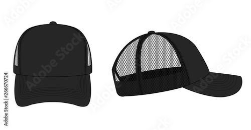 trucker cap / mesh cap template illustration (black)