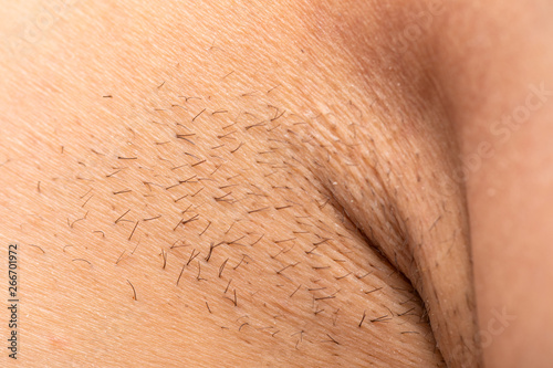 Unshaved armpit close up