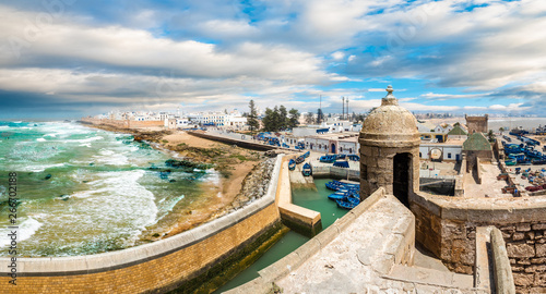 Landscape with old fortress and fishing port of Essaouira, Morocco