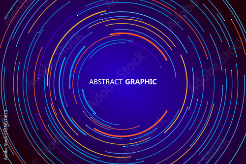 Abstract circle graphic composed of colorful circle lines, vector illustration.