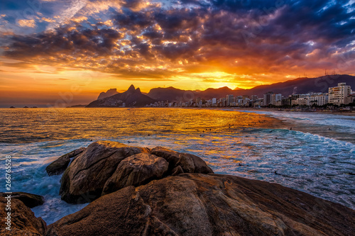 Sunset at Ipanema beach