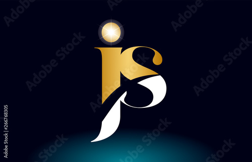 gold golden alphabet letter js j s logo combination company icon design