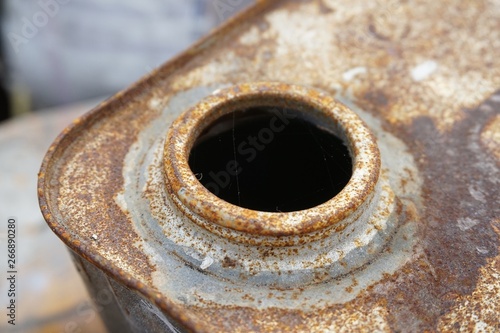 close up old rusty iron bucket