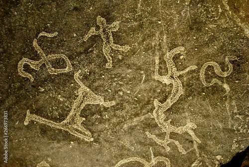 Shamanic rock paintings at Ulytau, Karagandy region of Kazakhstan