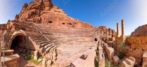 The ancient theater in ancient city of Petra, Jordan