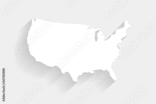Simple white United States map on gray background, vector