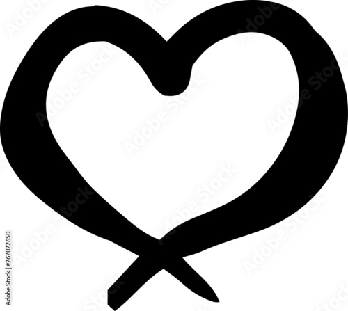 Illustration of hand drawn cute Black heart