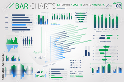 Bar Charts, Column Charts And Histograms Infographic Elements