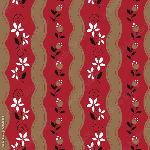 Folk flowers seamless vector repeating background. Small florals pattern. Dirnd, Trachtenstoff, Tracht