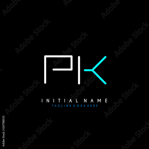Initial P K PK minimalist modern logo identity vector