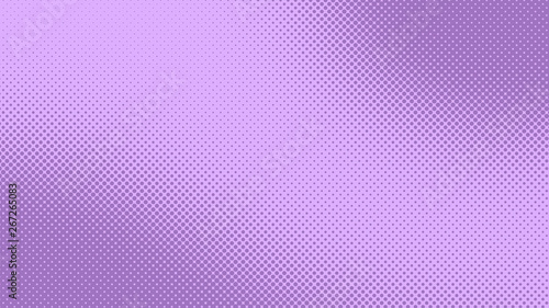 Purple pop art background in vitange comic style with halftone dots, vector illustration template for your design