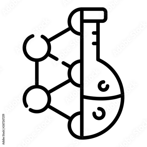 Molecular lattice and flask icon. Outline molecular lattice and flask vector icon for web design isolated on white background