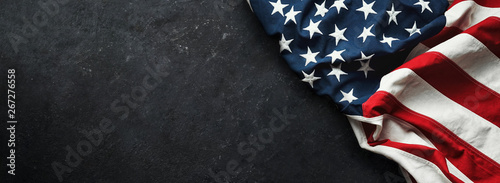 United States Flag On Black Background