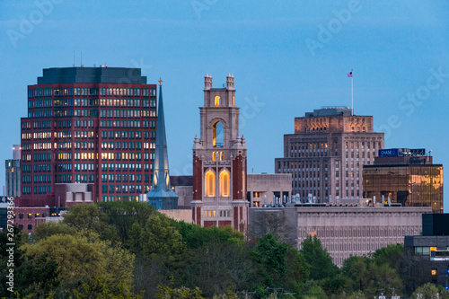 New Haven, Connecticut, USA The city skyline and Yale University.