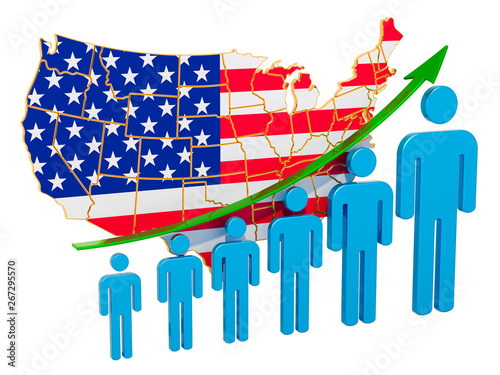 Rating of employment and unemployment or mortality and fertility in the USA, concept. 3D rendering