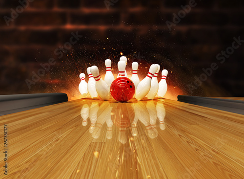 Bowling strike hit with fire explosion