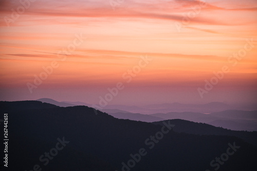 Sunset View in Shenandoah National Park in Virginia in Summer