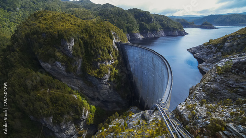 wide view of strathgordon dam in tasmania