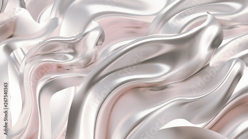 Luxurious silver background with satin drapery. 3d illustration, 3d rendering.