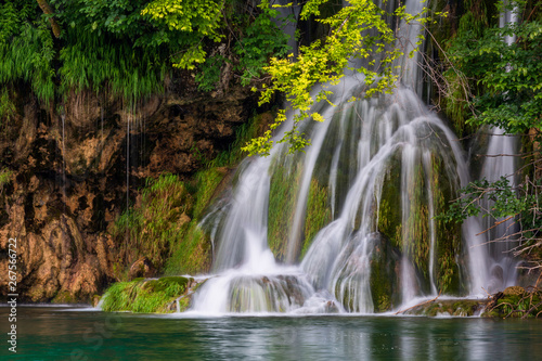 Lovely waterfall in Plitvice Lakes National Park, Croatia