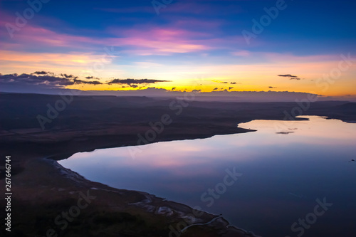 Kenya. Africa. The Lake Nakuru. Sunset on lake Nakuru in Kenya. African colorful sunset. Africa nature landscapes.