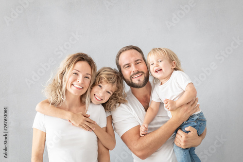 Parents with children having fun at home