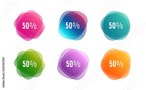 Blur shapes. 50% off Sale. Discount offer price sign. Special offer symbol. Color gradient sale banners. Market tags. Vector