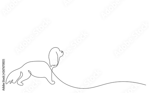 Cocker spaniel silhouette line drawing vector illustration