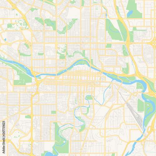 Empty vector map of Calgary, Alberta, Canada
