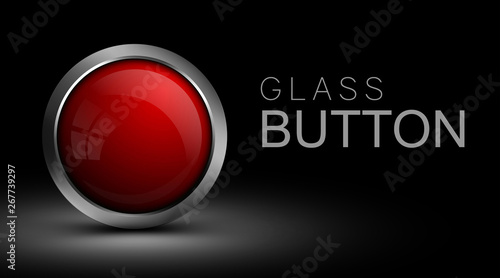 Red glass button. Vector button for web design. The finished element for the design of the interface software, apps and games.