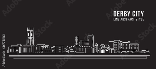 Cityscape Building Line art Vector Illustration design - derby city