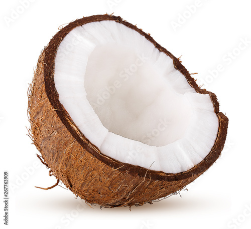 half coconut isolated on white background clipping path