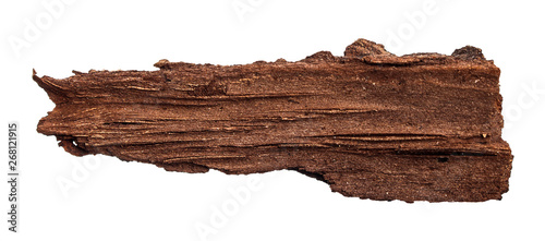 a thin piece of bark on an isolated white background