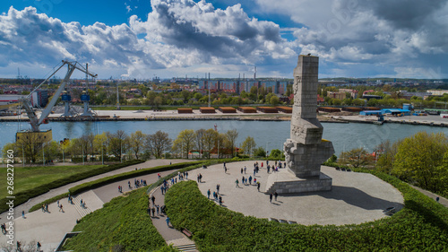 Pomnik Westerplatte ku pamięci polskich obrońców z lotu ptaka